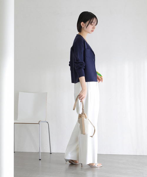 La TOTALITE（ラトータリテ）の「【洗える】開襟アンサンブル（ニット/セーター・レディース・ホワイト/ネイビー/グリーン・FREE）」の13枚目の写真