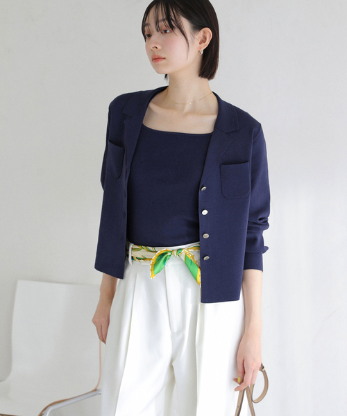 La TOTALITE（ラトータリテ）の「【洗える】開襟アンサンブル（ニット/セーター・レディース・ホワイト/ネイビー/グリーン・FREE）」の15枚目の写真