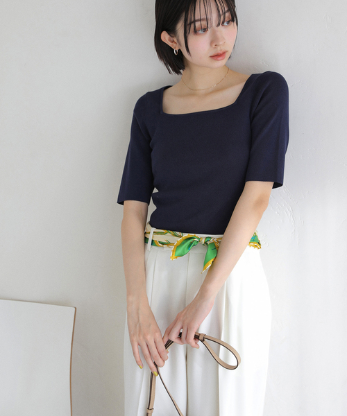 La TOTALITE（ラトータリテ）の「【洗える】開襟アンサンブル（ニット/セーター・レディース・ホワイト/ネイビー/グリーン・FREE）」の16枚目の写真