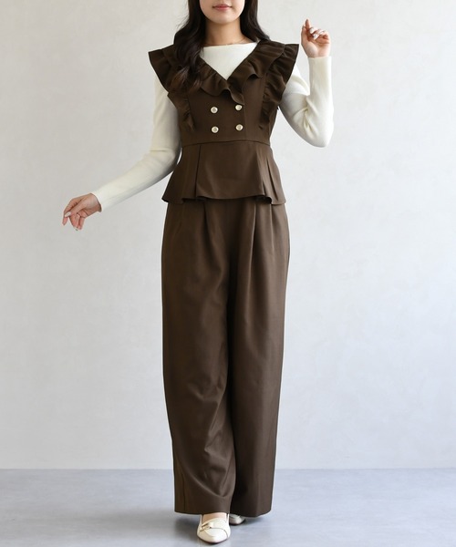 31 Sons de mode（トランテアン　ソン　ドゥ　モード）の「2026春夏新作 フリルコンビネゾン（つなぎ/オールインワン・レディース・ブラック/ブラウン/ベージュ・S/M）」の13枚目の写真