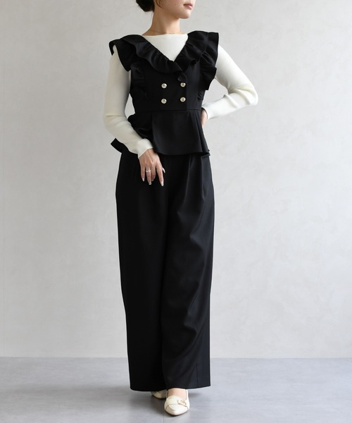 31 Sons de mode（トランテアン　ソン　ドゥ　モード）の「2026春夏新作 フリルコンビネゾン（つなぎ/オールインワン・レディース・ブラック/ブラウン/ベージュ・S/M）」の18枚目の写真