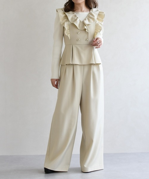 31 Sons de mode（トランテアン　ソン　ドゥ　モード）の「2026春夏新作 フリルコンビネゾン（つなぎ/オールインワン・レディース・ブラック/ブラウン/ベージュ・S/M）」の6枚目の写真