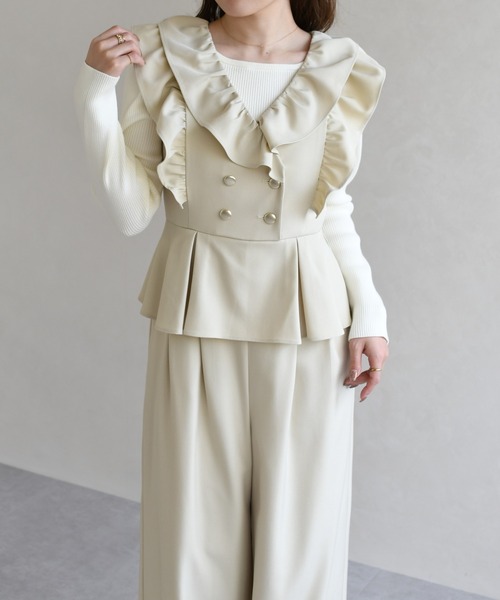 31 Sons de mode（トランテアン　ソン　ドゥ　モード）の「2026春夏新作 フリルコンビネゾン（つなぎ/オールインワン・レディース・ブラック/ブラウン/ベージュ・S/M）」の8枚目の写真