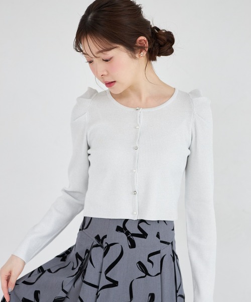 tocco closet(トッコ クローゼット)の「【ZOZO限定】パール×ビジュー釦パワーショルダーラメカーディガン(カーディガン/ボレロ・レディース・ベビーピンク/シルバー/シャンパン・M)」の11枚目の写真