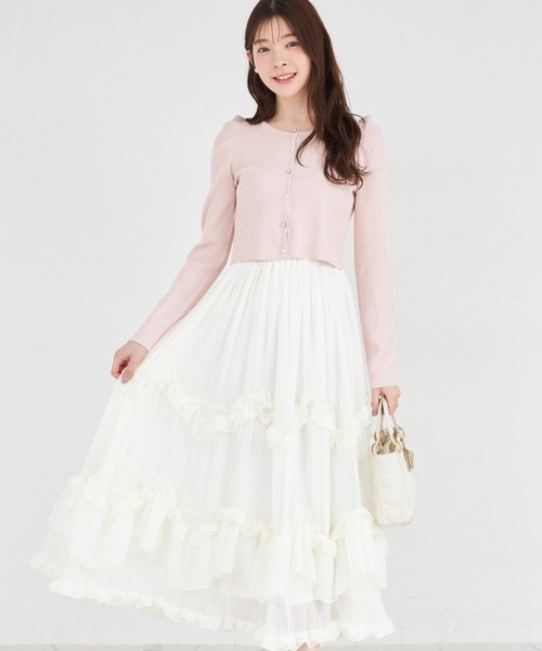 tocco closet(トッコ クローゼット)の「【ZOZO限定】パール×ビジュー釦パワーショルダーラメカーディガン(カーディガン/ボレロ・レディース・ベビーピンク/シルバー/シャンパン・M)」の15枚目の写真