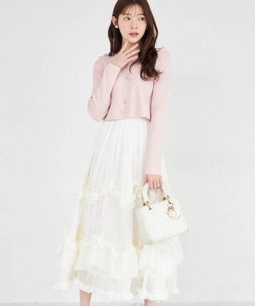 tocco closet(トッコ クローゼット)の「【ZOZO限定】パール×ビジュー釦パワーショルダーラメカーディガン(カーディガン/ボレロ・レディース・ベビーピンク/シルバー/シャンパン・M)」の14枚目の写真