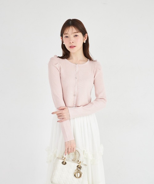 tocco closet(トッコ クローゼット)の「【ZOZO限定】パール×ビジュー釦パワーショルダーラメカーディガン(カーディガン/ボレロ・レディース・ベビーピンク/シルバー/シャンパン・M)」の16枚目の写真