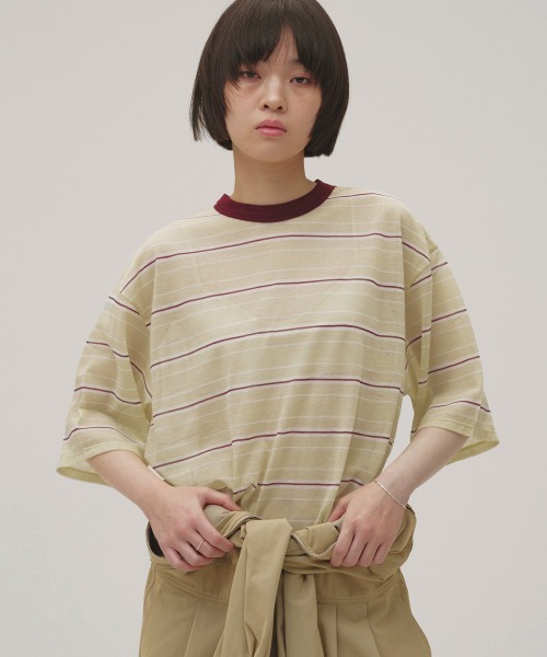 TODAYFUL(トゥデイフル)の「Sheer Border T-shirt(Tシャツ/カットソー・レディース・ライトグリーン/ブラウン/インディゴブルー・FREE)」の2枚目の写真
