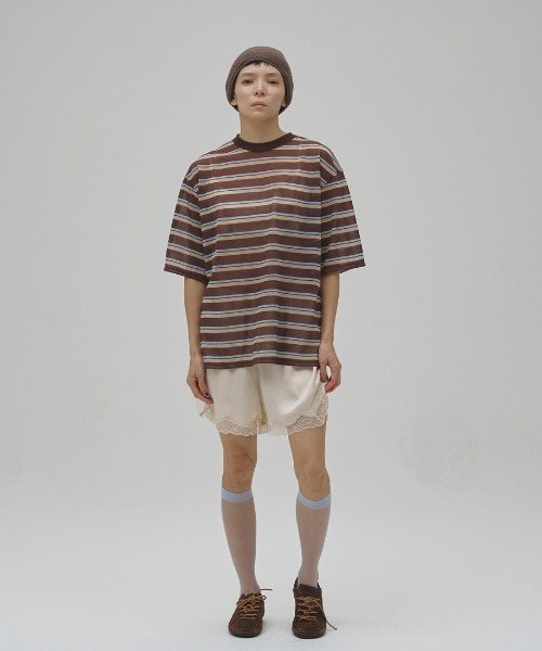 TODAYFUL(トゥデイフル)の「Sheer Border T-shirt(Tシャツ/カットソー・レディース・ライトグリーン/ブラウン/インディゴブルー・FREE)」の4枚目の写真
