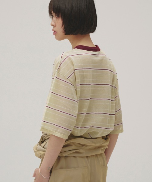 TODAYFUL(トゥデイフル)の「Sheer Border T-shirt(Tシャツ/カットソー・レディース・ライトグリーン/ブラウン/インディゴブルー・FREE)」の8枚目の写真