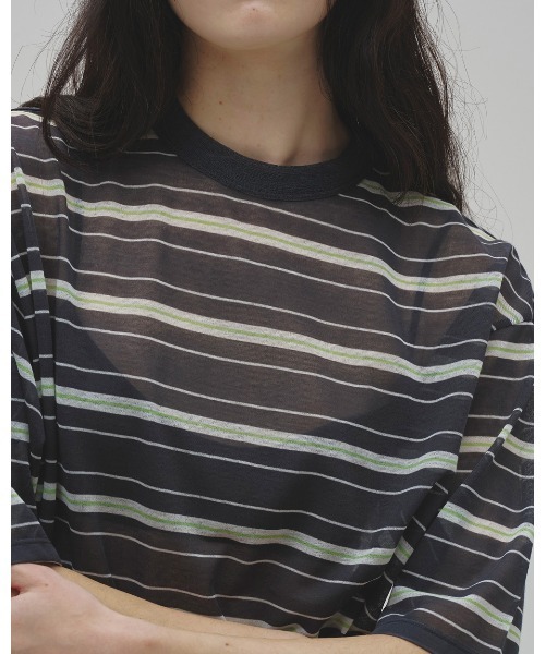 TODAYFUL(トゥデイフル)の「Sheer Border T-shirt(Tシャツ/カットソー・レディース・ライトグリーン/ブラウン/インディゴブルー・FREE)」の11枚目の写真
