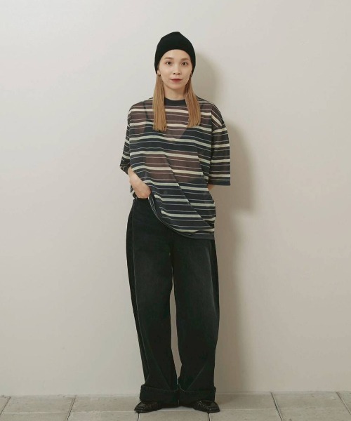 TODAYFUL(トゥデイフル)の「Sheer Border T-shirt(Tシャツ/カットソー・レディース・ライトグリーン/ブラウン/インディゴブルー・FREE)」の22枚目の写真