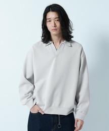 【LUXURY+EASY】DRAPE FABLIC SKIPPER DESIGN POLO SWEAT / ラグイージー/スキッパーポロスウェット