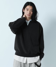 RAGEBLUE | 【LUXURY+EASY】DRAPE FABLIC SKIPPER DESIGN POLO SWEAT / ラグイージー/スキッパーポロスウェット(スウェット)