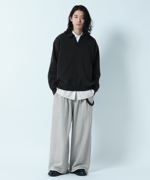 RAGEBLUE(レイジブルー)の「【LUXURY+EASY】DRAPE FABLIC SKIPPER DESIGN POLO SWEAT / ラグイージー/スキッパーポロスウェット(スウェット・メンズ・グレー系その他/ライトブルー/ブラック・LARGE/MEDIUM)」の10枚目の写真
