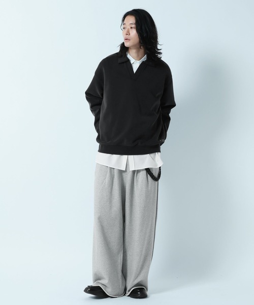 RAGEBLUE(レイジブルー)の「【LUXURY+EASY】DRAPE FABLIC SKIPPER DESIGN POLO SWEAT / ラグイージー/スキッパーポロスウェット(スウェット・メンズ・グレー系その他/ライトブルー/ブラック・LARGE/MEDIUM)」の8枚目の写真
