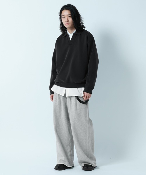 RAGEBLUE(レイジブルー)の「【LUXURY+EASY】DRAPE FABLIC SKIPPER DESIGN POLO SWEAT / ラグイージー/スキッパーポロスウェット(スウェット・メンズ・グレー系その他/ライトブルー/ブラック・LARGE/MEDIUM)」の7枚目の写真