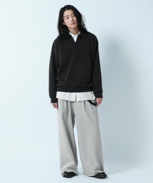 RAGEBLUE(レイジブルー)の「【LUXURY+EASY】DRAPE FABLIC SKIPPER DESIGN POLO SWEAT / ラグイージー/スキッパーポロスウェット(スウェット・メンズ・グレー系その他/ライトブルー/ブラック・LARGE/MEDIUM)」の6枚目の写真