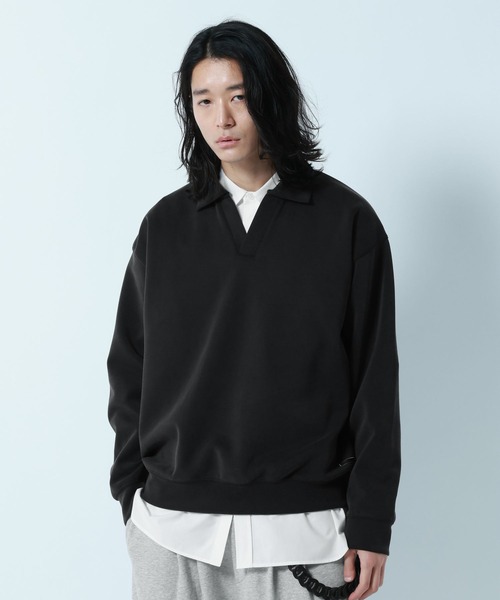 RAGEBLUE(レイジブルー)の「【LUXURY+EASY】DRAPE FABLIC SKIPPER DESIGN POLO SWEAT / ラグイージー/スキッパーポロスウェット(スウェット・メンズ・グレー系その他/ライトブルー/ブラック・LARGE/MEDIUM)」の4枚目の写真