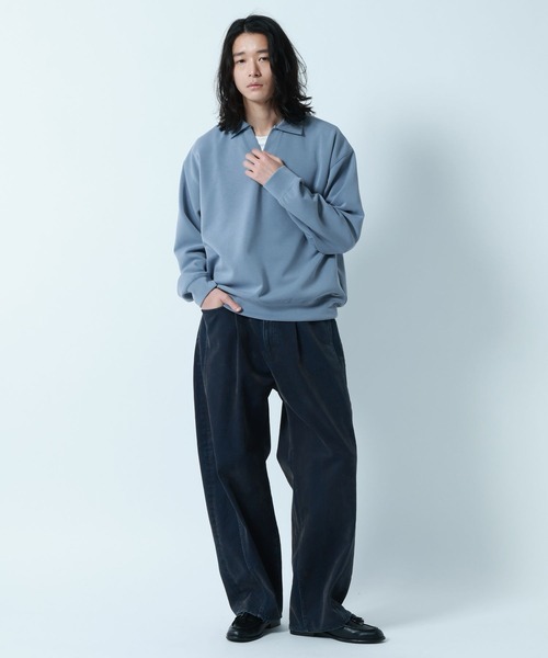 RAGEBLUE(レイジブルー)の「【LUXURY+EASY】DRAPE FABLIC SKIPPER DESIGN POLO SWEAT / ラグイージー/スキッパーポロスウェット(スウェット・メンズ・グレー系その他/ライトブルー/ブラック・LARGE/MEDIUM)」の22枚目の写真
