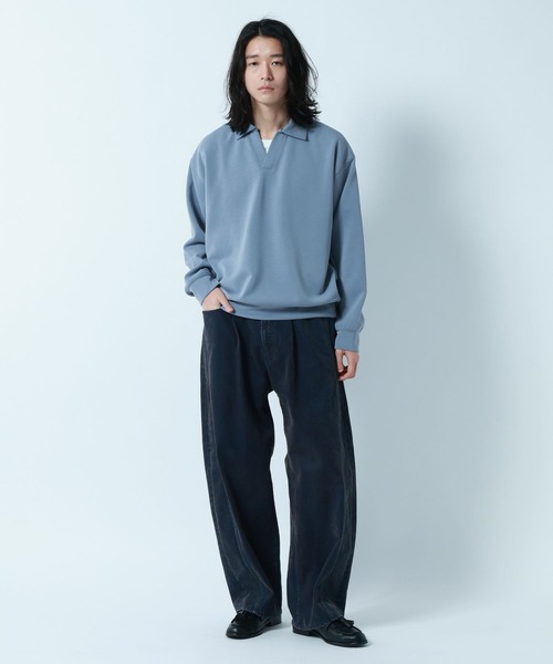 RAGEBLUE(レイジブルー)の「【LUXURY+EASY】DRAPE FABLIC SKIPPER DESIGN POLO SWEAT / ラグイージー/スキッパーポロスウェット(スウェット・メンズ・グレー系その他/ライトブルー/ブラック・LARGE/MEDIUM)」の21枚目の写真