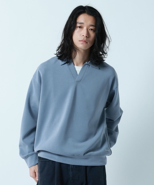 RAGEBLUE(レイジブルー)の「【LUXURY+EASY】DRAPE FABLIC SKIPPER DESIGN POLO SWEAT / ラグイージー/スキッパーポロスウェット(スウェット・メンズ・グレー系その他/ライトブルー/ブラック・LARGE/MEDIUM)」の19枚目の写真