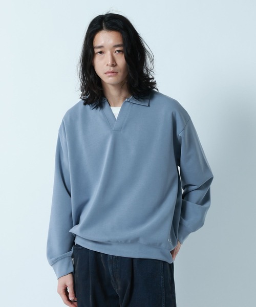 RAGEBLUE(レイジブルー)の「【LUXURY+EASY】DRAPE FABLIC SKIPPER DESIGN POLO SWEAT / ラグイージー/スキッパーポロスウェット(スウェット・メンズ・グレー系その他/ライトブルー/ブラック・LARGE/MEDIUM)」の18枚目の写真