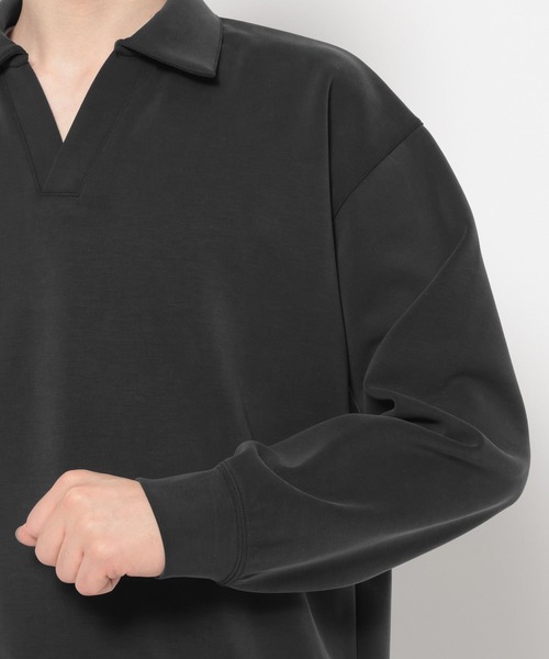 RAGEBLUE(レイジブルー)の「【LUXURY+EASY】DRAPE FABLIC SKIPPER DESIGN POLO SWEAT / ラグイージー/スキッパーポロスウェット(スウェット・メンズ・グレー系その他/ライトブルー/ブラック・LARGE/MEDIUM)」の12枚目の写真