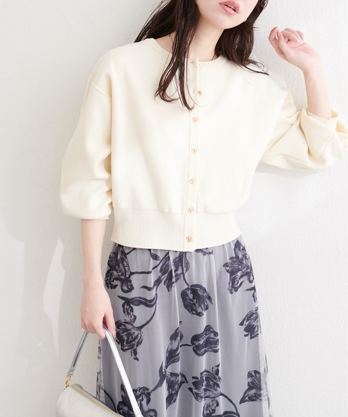 natural couture(ナチュラルクチュール)の「お家で洗えるちびハート釦カーディガン(カーディガン/ボレロ・レディース・ピンク/ブラック/サックスブルー/オフホワイト/ネイビー/ミント/イエロー・FREE)」の12枚目の写真