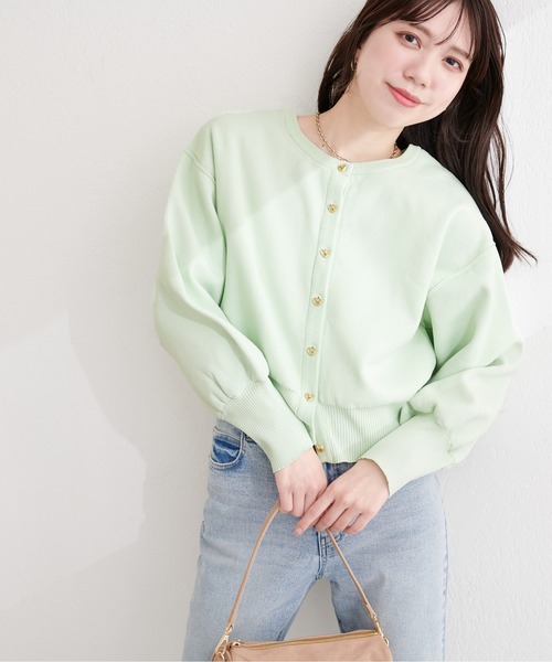 natural couture(ナチュラルクチュール)の「お家で洗えるちびハート釦カーディガン(カーディガン/ボレロ・レディース・ピンク/ブラック/サックスブルー/オフホワイト/ネイビー/ミント/イエロー・FREE)」の22枚目の写真