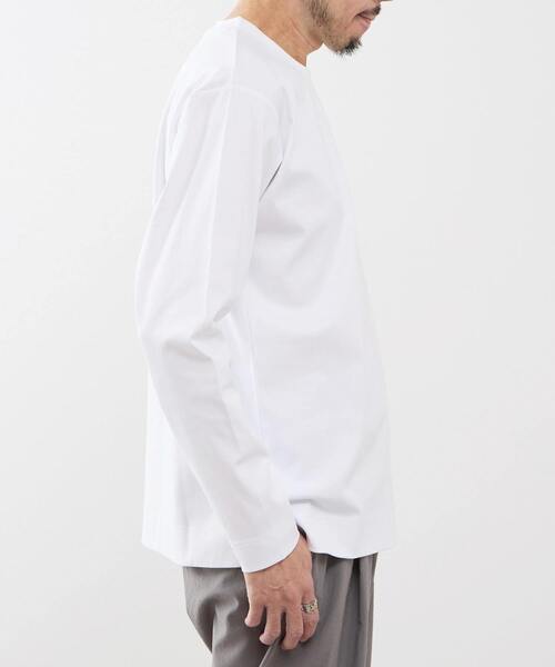 MEN'S MELROSE(メンズメルローズ)の「COOL TOUCH COTTON / シルケットスムーススタンダード長袖Tシャツ(Tシャツ/カットソー・メンズ・ブラック/ネイビー/ホワイト/グレー・4/3/5)」の8枚目の写真