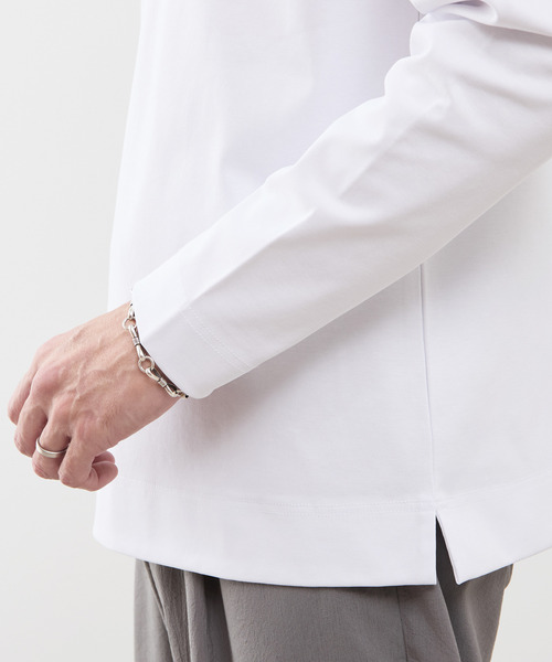 MEN'S MELROSE(メンズメルローズ)の「COOL TOUCH COTTON / シルケットスムーススタンダード長袖Tシャツ(Tシャツ/カットソー・メンズ・ブラック/ネイビー/ホワイト/グレー・4/3/5)」の6枚目の写真