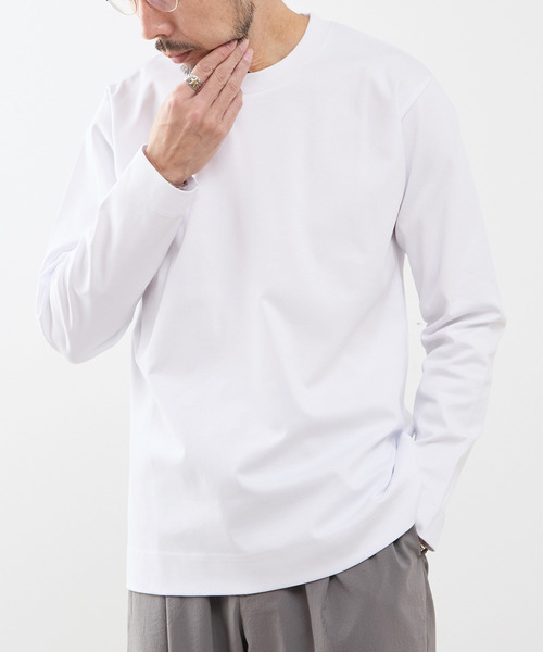 MEN'S MELROSE(メンズメルローズ)の「COOL TOUCH COTTON / シルケットスムーススタンダード長袖Tシャツ(Tシャツ/カットソー・メンズ・ブラック/ネイビー/ホワイト/グレー・4/3/5)」の13枚目の写真