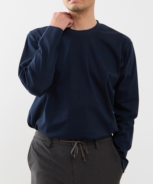 MEN'S MELROSE(メンズメルローズ)の「COOL TOUCH COTTON / シルケットスムーススタンダード長袖Tシャツ(Tシャツ/カットソー・メンズ・ブラック/ネイビー/ホワイト/グレー・4/3/5)」の20枚目の写真