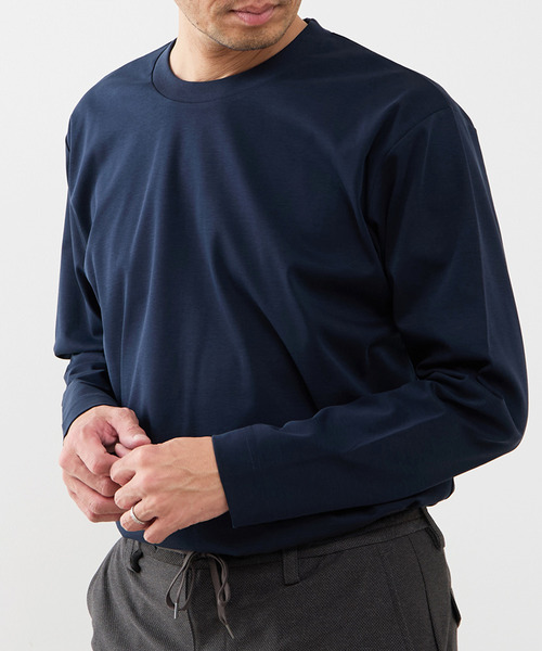 MEN'S MELROSE(メンズメルローズ)の「COOL TOUCH COTTON / シルケットスムーススタンダード長袖Tシャツ(Tシャツ/カットソー・メンズ・ブラック/ネイビー/ホワイト/グレー・4/3/5)」の21枚目の写真