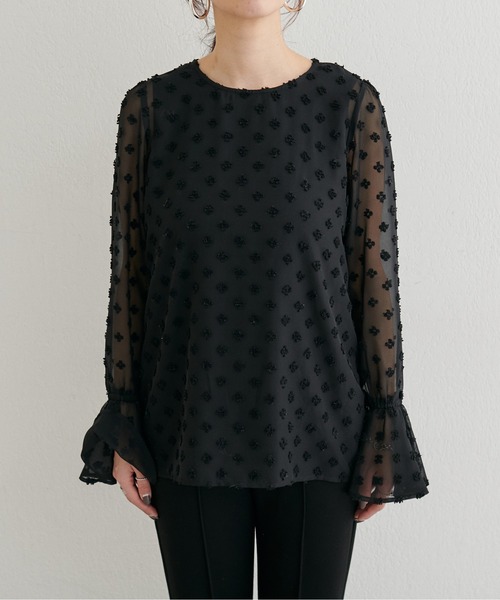 LARUTA（ラルータ）の「【LARUTA】[Yurie企画］フラワードット柄ジャガードシアーブラウス（シャツ/ブラウス・レディース・ブラック/アイボリー・FREE）」の16枚目の写真