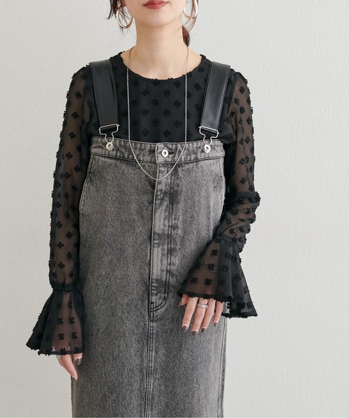 LARUTA（ラルータ）の「【LARUTA】[Yurie企画］フラワードット柄ジャガードシアーブラウス（シャツ/ブラウス・レディース・ブラック/アイボリー・FREE）」の9枚目の写真