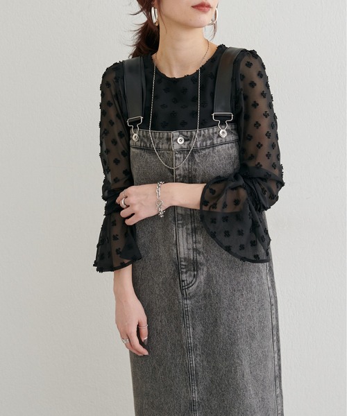 LARUTA（ラルータ）の「【LARUTA】[Yurie企画］フラワードット柄ジャガードシアーブラウス（シャツ/ブラウス・レディース・ブラック/アイボリー・FREE）」の8枚目の写真