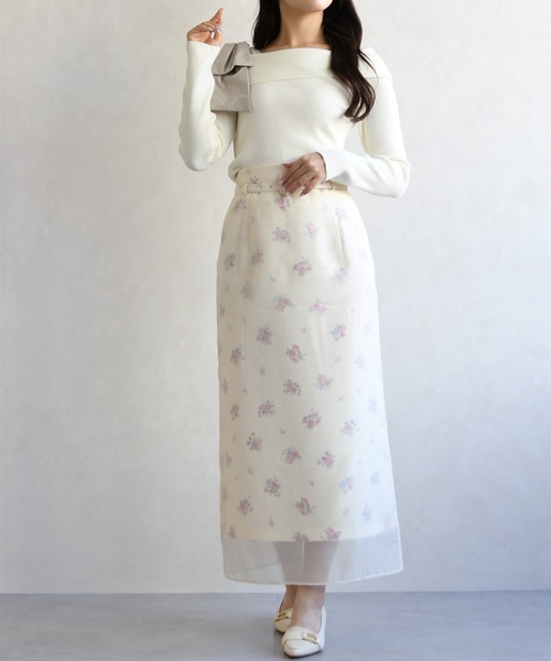 31 Sons de mode（トランテアン　ソン　ドゥ　モード）の「2026春夏新作 シアーレイヤードスカート（スカート・レディース・ライトグレー/イエロー・S/M）」の3枚目の写真