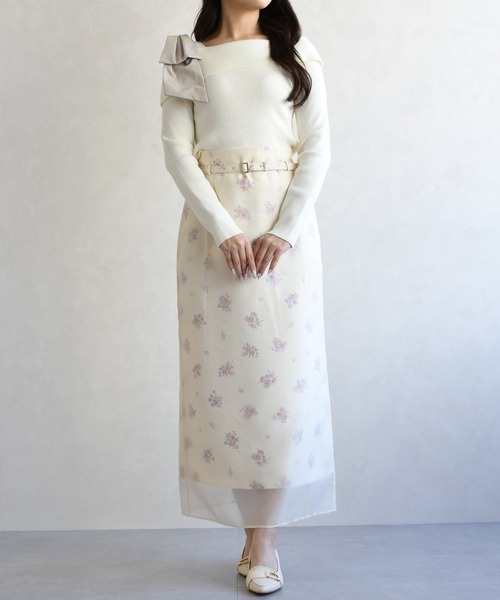 31 Sons de mode（トランテアン　ソン　ドゥ　モード）の「2026春夏新作 シアーレイヤードスカート（スカート・レディース・ライトグレー/イエロー・S/M）」の4枚目の写真