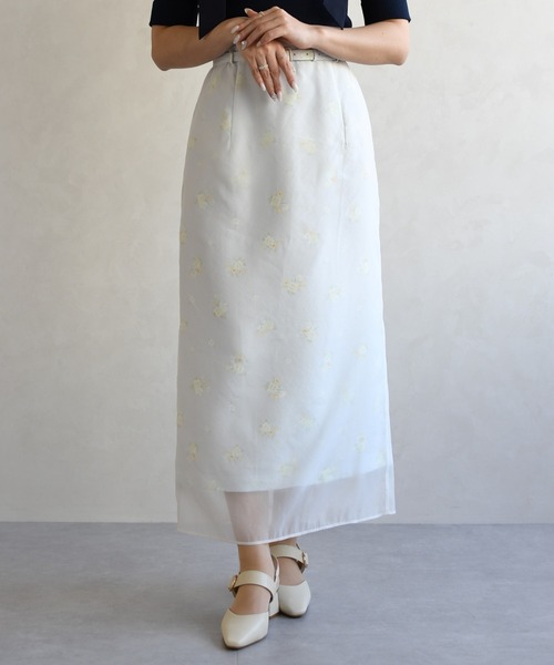 31 Sons de mode（トランテアン　ソン　ドゥ　モード）の「2026春夏新作 シアーレイヤードスカート（スカート・レディース・ライトグレー/イエロー・S/M）」の9枚目の写真