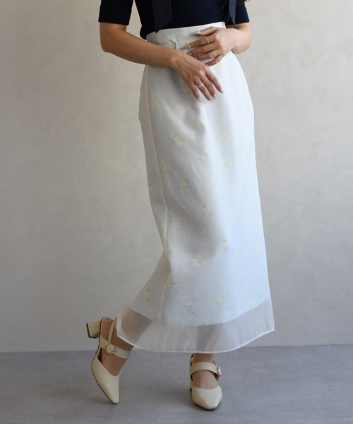 31 Sons de mode（トランテアン　ソン　ドゥ　モード）の「2026春夏新作 シアーレイヤードスカート（スカート・レディース・ライトグレー/イエロー・S/M）」の10枚目の写真