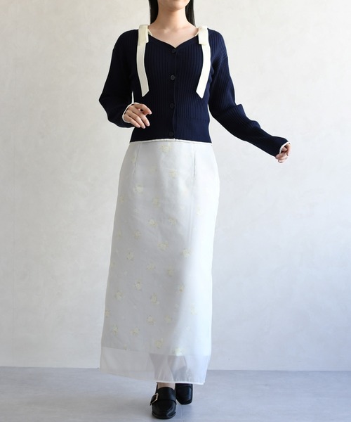 31 Sons de mode（トランテアン　ソン　ドゥ　モード）の「2026春夏新作 シアーレイヤードスカート（スカート・レディース・ライトグレー/イエロー・S/M）」の13枚目の写真