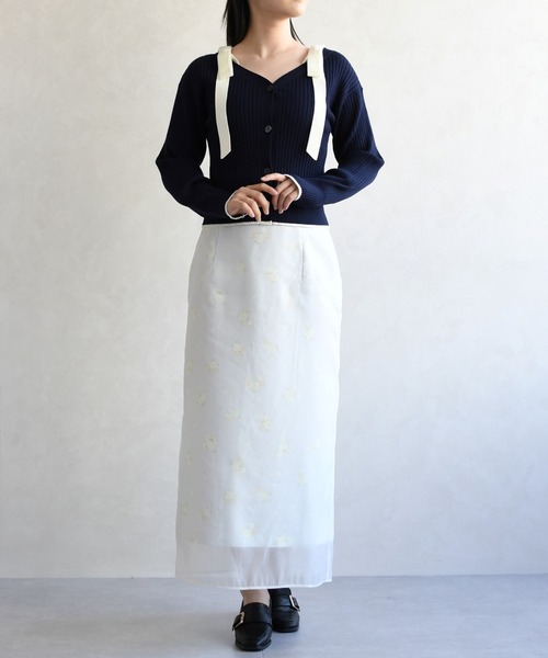 31 Sons de mode（トランテアン　ソン　ドゥ　モード）の「2026春夏新作 シアーレイヤードスカート（スカート・レディース・ライトグレー/イエロー・S/M）」の14枚目の写真