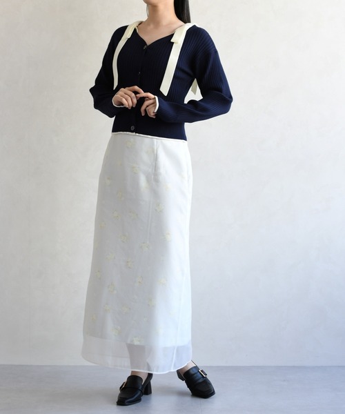 31 Sons de mode（トランテアン　ソン　ドゥ　モード）の「2026春夏新作 シアーレイヤードスカート（スカート・レディース・ライトグレー/イエロー・S/M）」の15枚目の写真