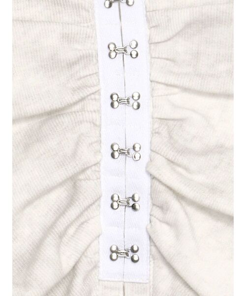 GYDA（ジェイダ）の「【WEB限定】【TINY低身長さん向け】HOOK ME UPギャザーショートトップス（Tシャツ/カットソー・レディース・オフホワイト/チャコールグレー・FREE）」の15枚目の写真