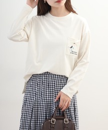ポケット1ポイント刺繍プルオーバー アオアシカツオドリ 長袖Tシャツ