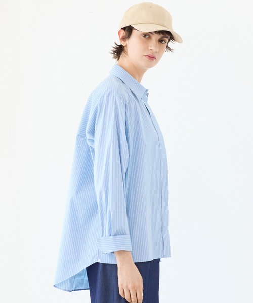 R-ISM(リズム)の「【洗える】サイドスリットストライプシャツ(シャツ/ブラウス・レディース・ブルー・2/4)」の4枚目の写真