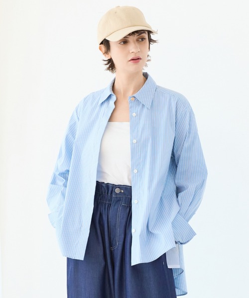 R-ISM(リズム)の「【洗える】サイドスリットストライプシャツ(シャツ/ブラウス・レディース・ブルー・2/4)」の5枚目の写真