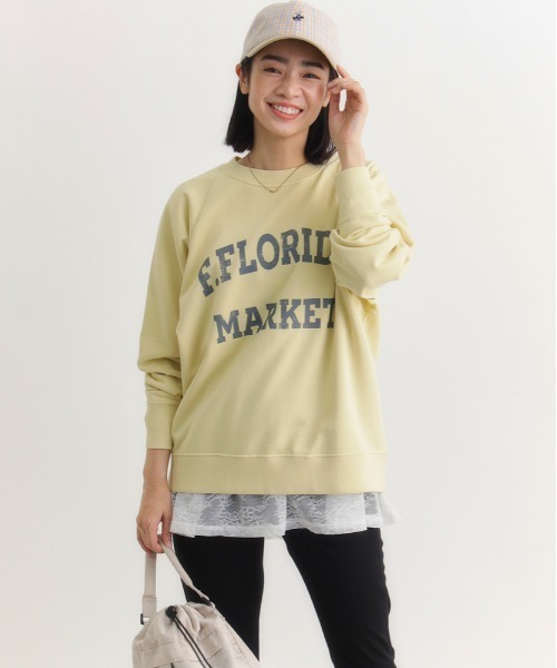 Right-on(ライトオン)の「【HONEYSUCKLE ROSE】アシッド加工ロゴスウェットプルオーバー (ヴィンテージ感 / オーバーサイズ / コットン)(スウェット・レディース・ライトイエロー/ライトグレー/グリーン/ダークグレー/ピンク・M/L/S)」の4枚目の写真